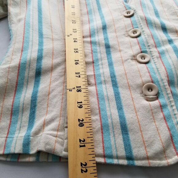 Christopher & Banks Blazer Aqua Blue & Cream Striped Stretch Pockets Small Y2K - Picture 8 of 8